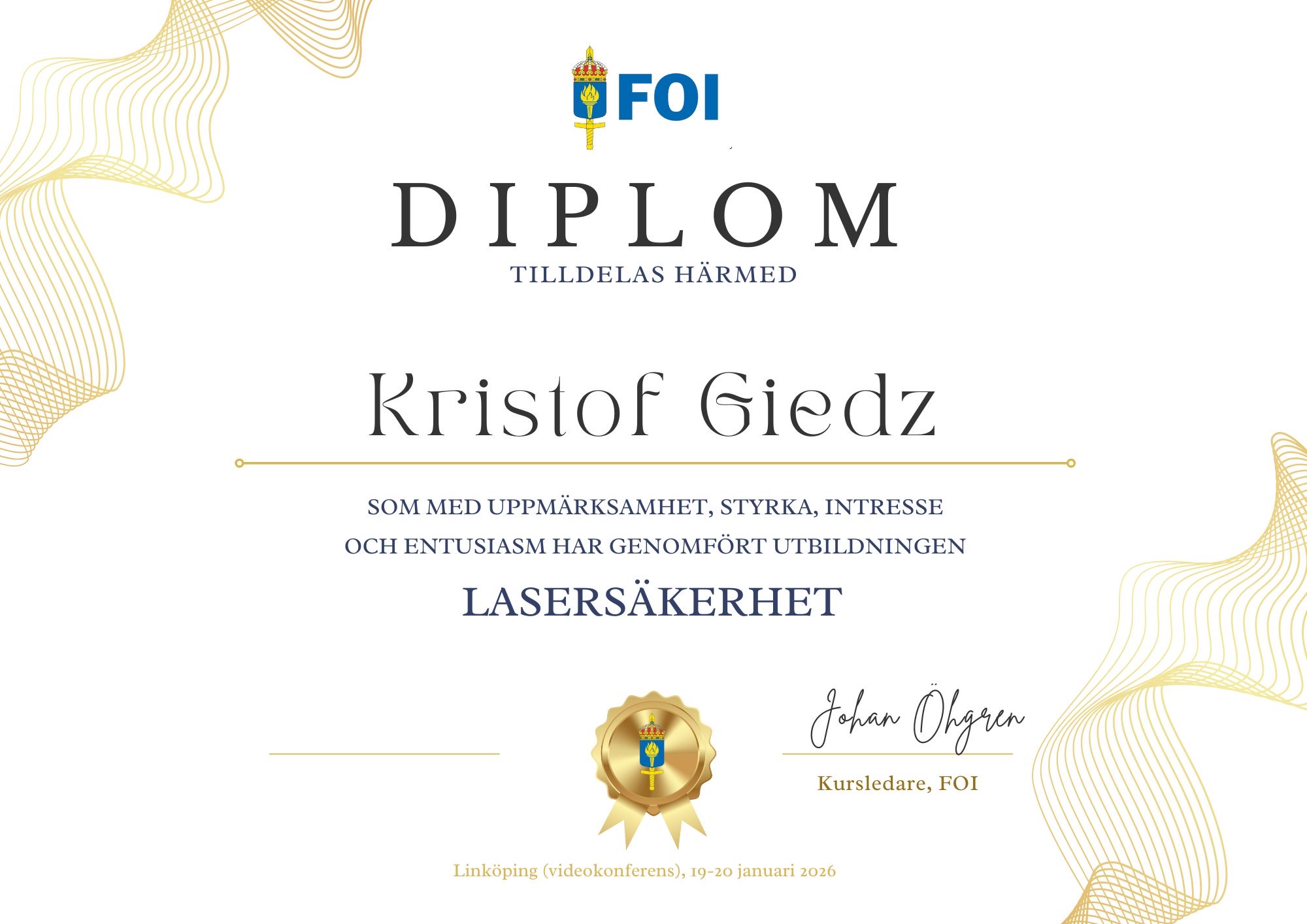 FOI Laser Safety Certification Diploma